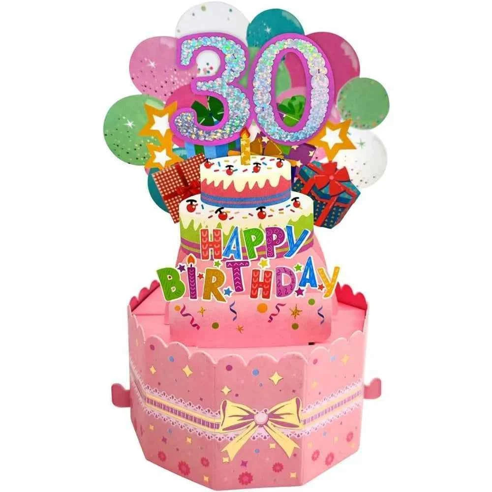 Happy Birthday Greeting Card With Envelope 3D Gift Box 18/30/40/50/60th Years Old Birthday Wishes Message Card Party Gift