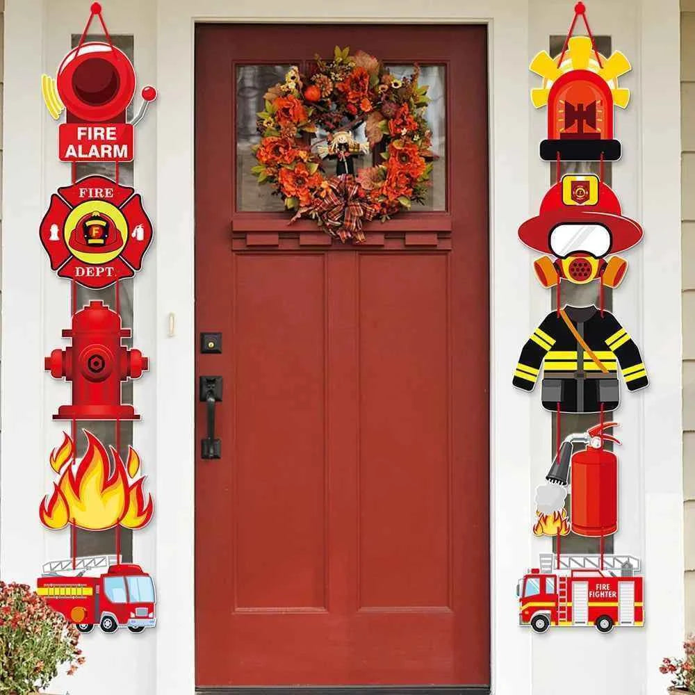 Fireman Birthday Party Supplies Firefighter Helmet Fire Hydrant Straws Cups with Lids Extinguisher Squirt Toys Fire Favors