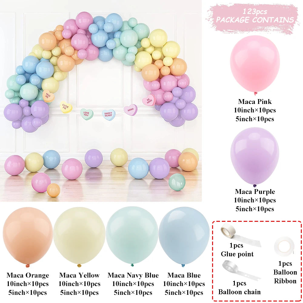 Macaron Party Balloon Set Pink Blue Yellow Colorful Air Ball Baby Shower Children's Birthday Wedding Anniversary Birthday Decor