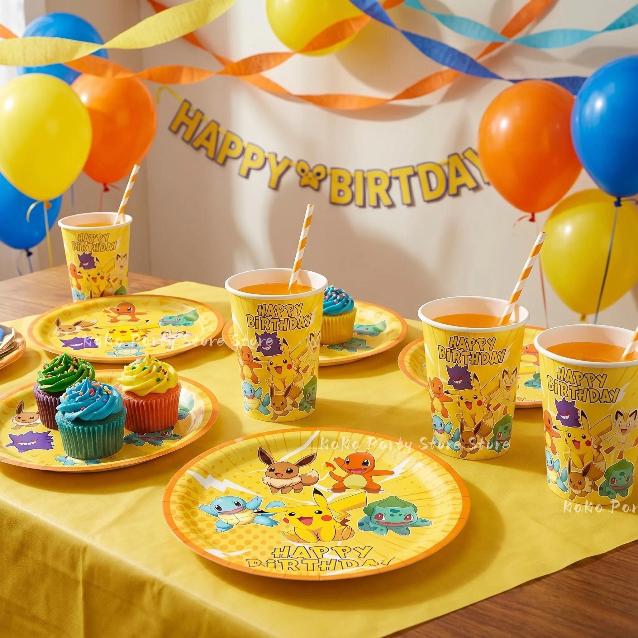 30people Pokemon Party Birthday Decoration Set Pokemon Party Plates and Cup Pikachu Paper Cup Pikachu Party Favours Supplies - Big Tim's Magic Emporium