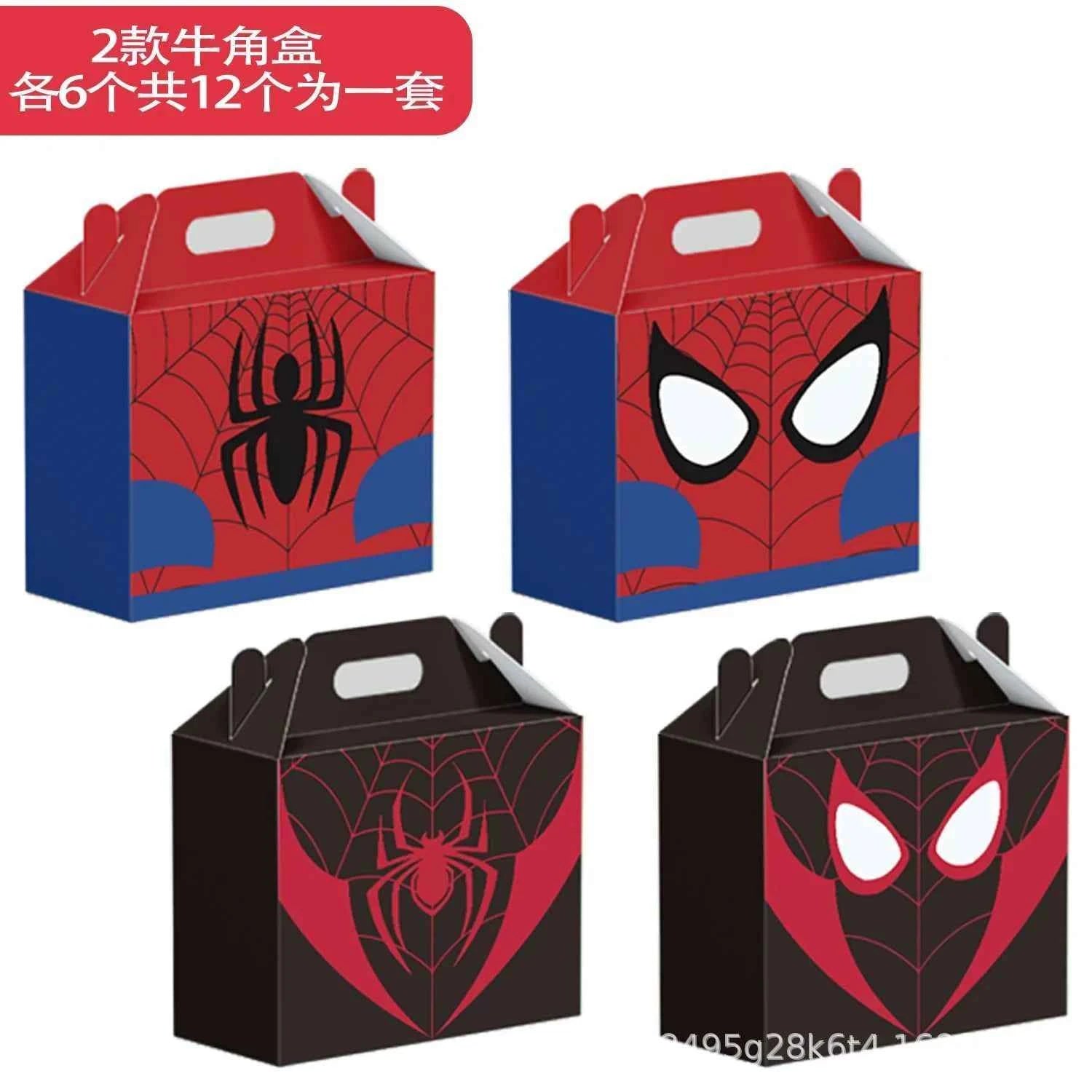New Spider Man Cartoon Party Gift Box Handle Spider Web Printed Candy Gift Packaging Festival Party