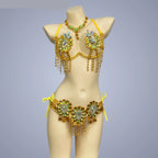 Sparkly Samba Carnival Stone Wire Bra, Belt & Necklace Three-Piece Costume Set