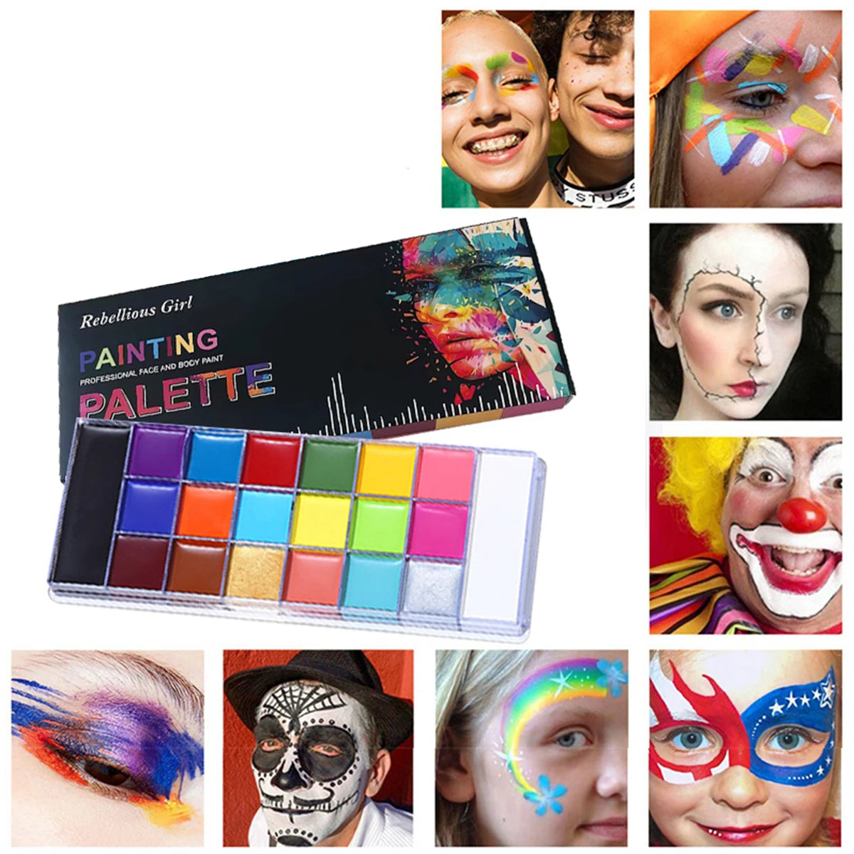 Face And Body Painting,Face & Body Paint Palette Makeup for Birthday Celebrations,Festivals,Halloween Costumes Oil Body Painting