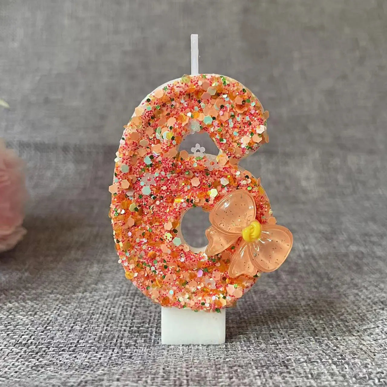 Birthday Candle Bow Orange Creative Ceremony Surprise Digital Decoration Candle Flower Style