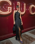 Double-Layer Fringe Bandage Ankle-Length Evening Gown & Gala Dress