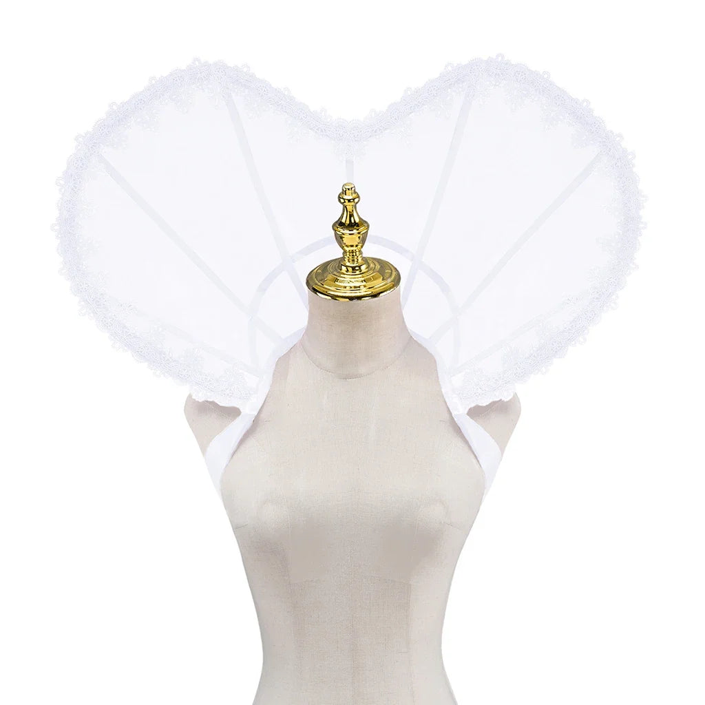 Heart-Shaped Standing Lace Medici Collar Gothic Queen Elizabeth Boned Neckpiece