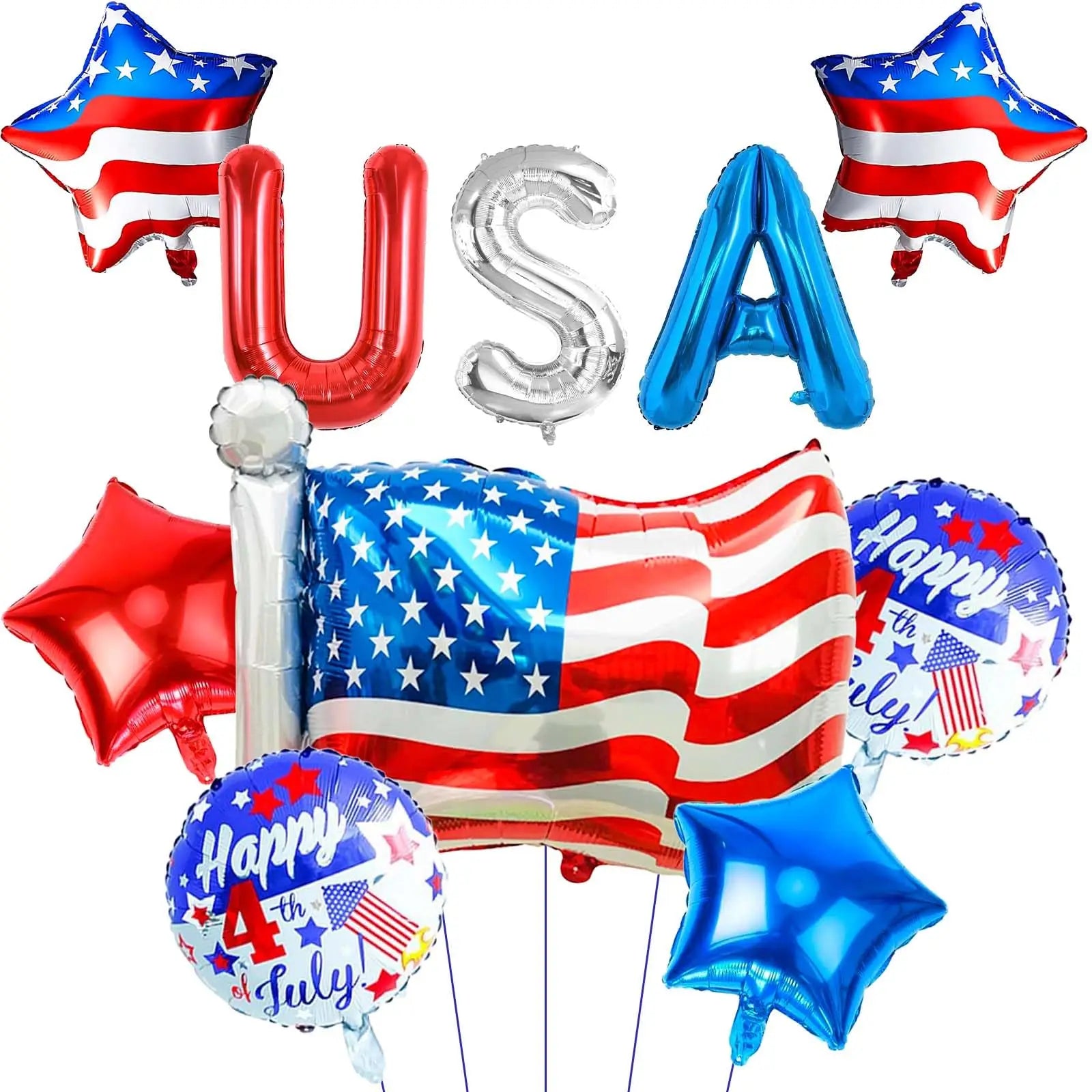 American Flag Balloons Set Independence Day Foil Balloons For USA Theme Party Decoration 4th Of July Patriotic Balloons