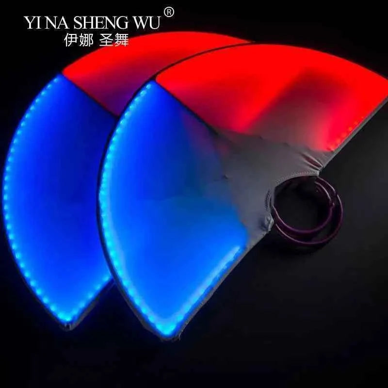 LED Luminous Fans Stage Show Props Jazz Dance Creative Multi-color LED Luminous Semicircle Fan Bar Nightclub Atmosphere Props