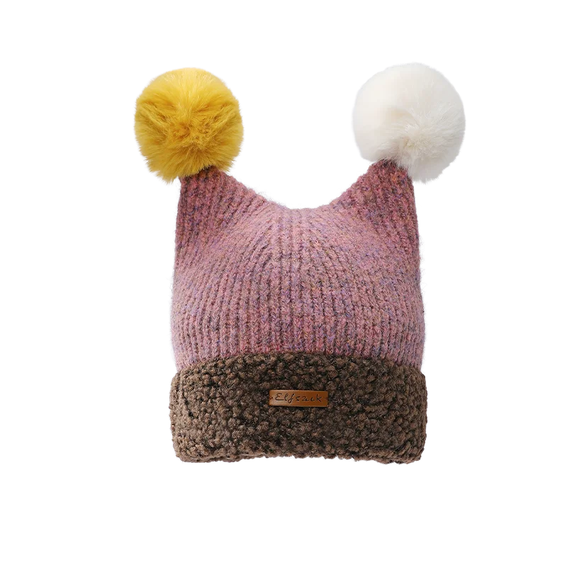 ELFSACK Cute Clown Colorful Pom Pom Warm Knit Beanie For Women - Big Tim's Magic Emporium