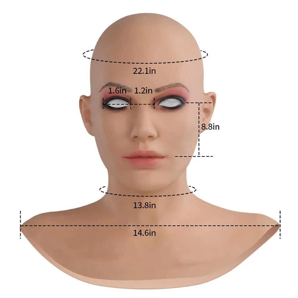 Realistic Silicone Mask With Neck Head Cover Makeup Crossdresser Cosplay Beauty Mask Collection Male to Female Full Head Mask - Big Tim's Magic Emporium