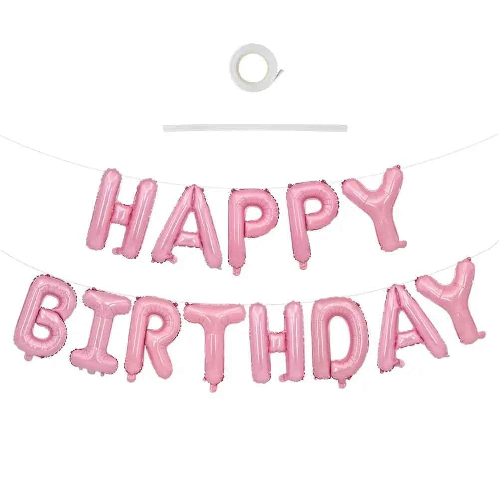 Gold Blue Happy Birthday Balloon 16Inch Foil Letters Birthday Sign Banner Bunting for Girls Boys Kids Adults Birthday Decoration