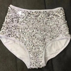 High-Waist Sequined Disco Briefs & Stage Performance Hot Pants