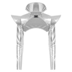 Metallic Shoulder Armor Shrug Crop Top & Sleeves Futuristic Pauldron Stage Costume