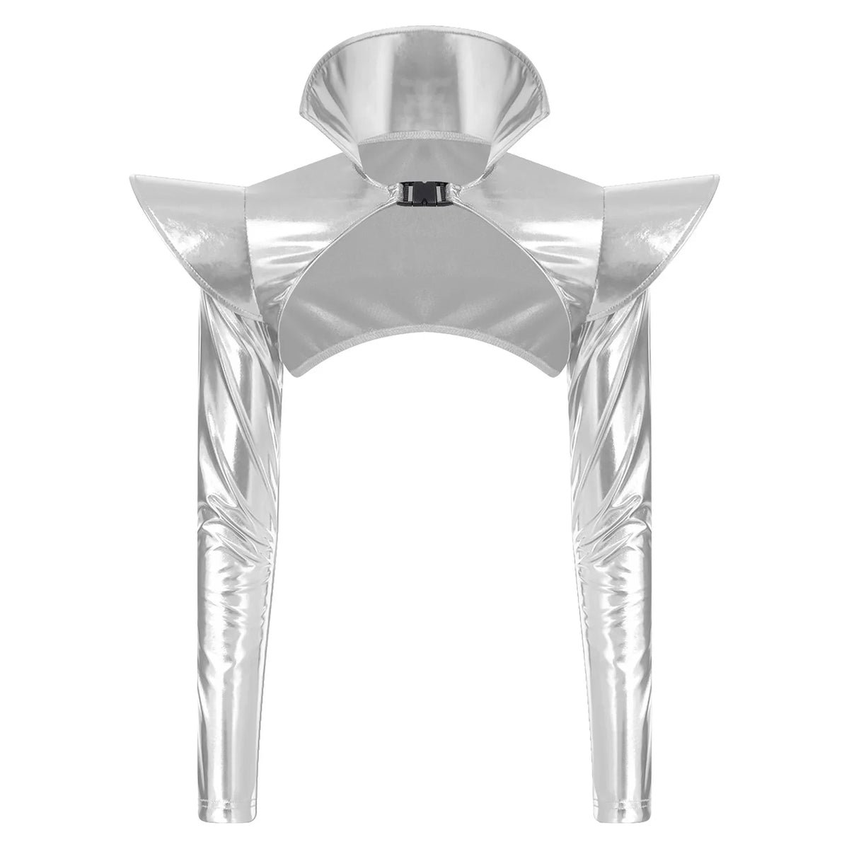 Metallic Shoulder Armor Shrug Crop Top & Sleeves Futuristic Pauldron Stage Costume