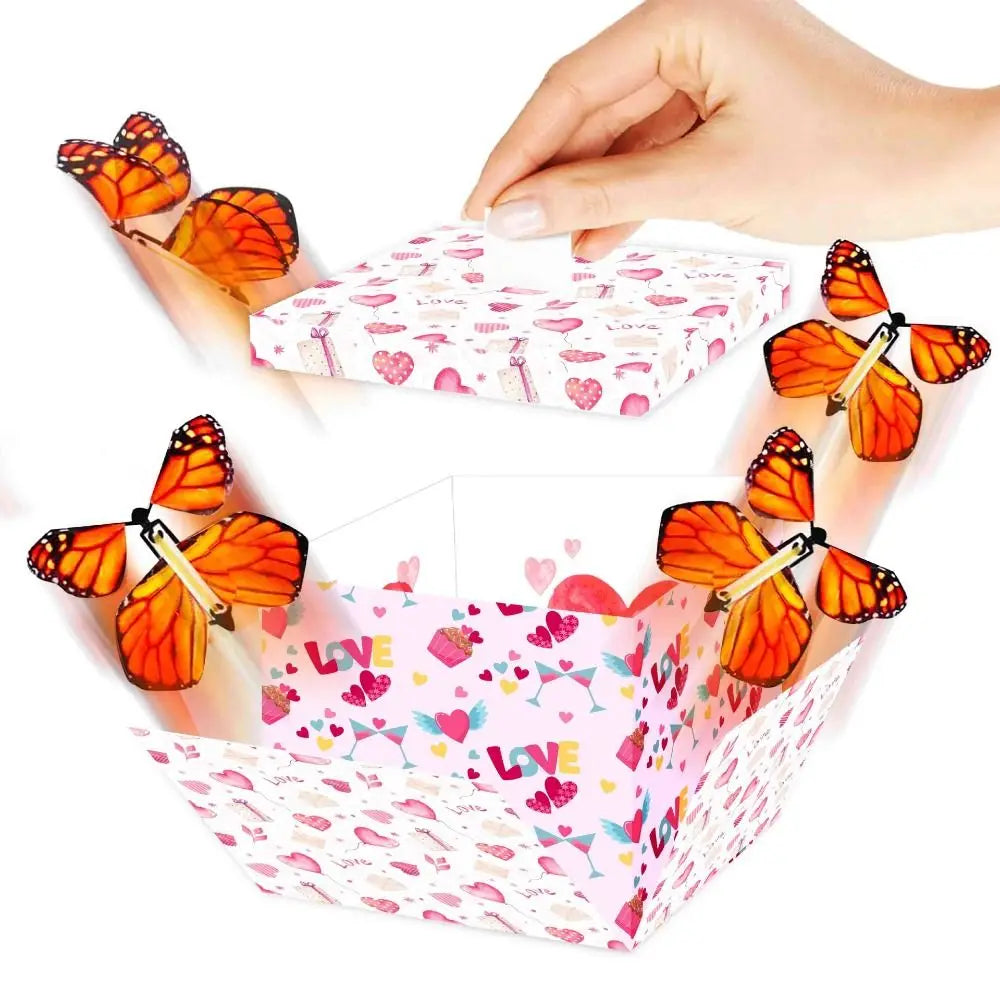 New Happy Birthday Creative Surprise Flying Butterfly Box Prank DIY Butterfly Explosion Gift Box Party Decorations