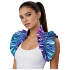 Metallic Ruffled Renaissance Neck Shrug Holographic Victorian Shoulder Capelet