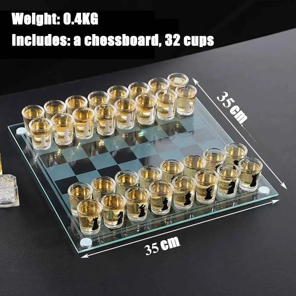 Bar Drinking Games Chess Game Set 35x35cm Party Favor With 32 Game Glasses Bar Entertainment Supplies