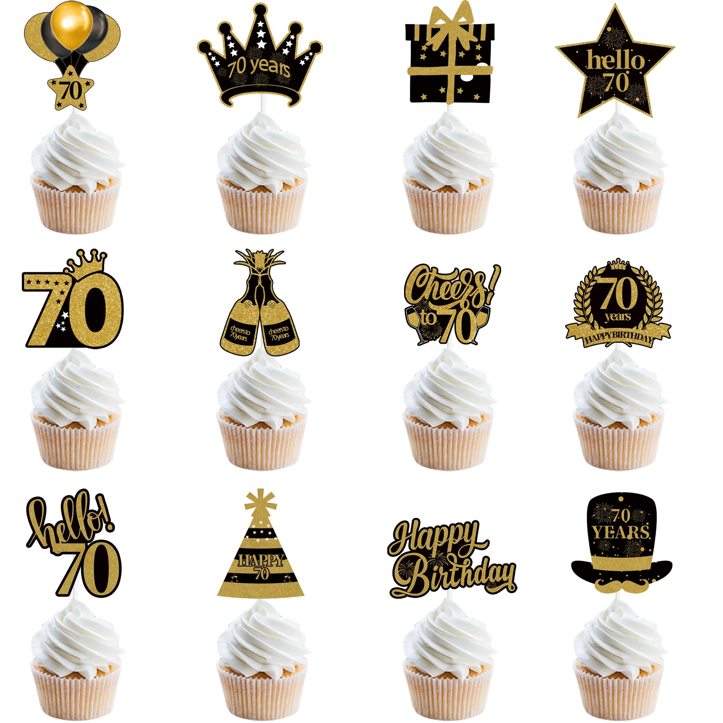 30th 40th 50th 60th Birthday Party Cake Toppers Black Gold Birthday Party Cake Decoration 18 30 40 50 60 Year Birthday Supplies