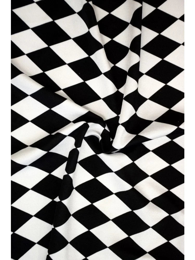 Harlequin Check Long Sleeve Cutout Bodysuit Sexy Circus Clown Stage Dance Bodysuit