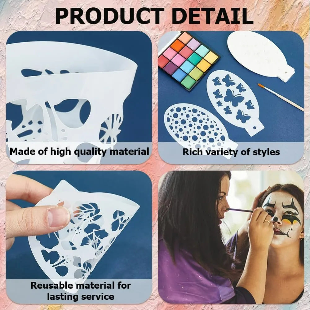 24 Styles Face Paint Stencils Plastic Body Drawing Flower Snowflake Fish Star Tattoo Painting Makeup Temporary Tracing Body