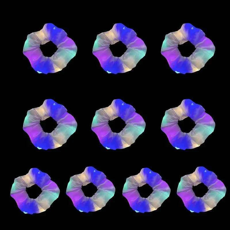 100pcs LED Scrunchies Girl Luminous Flashing Hair Scrunchy Light Up Hairbands Party Favors Glow In The Dark Supplies