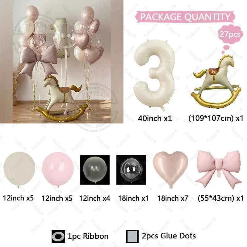 27pcs Large Trojan Deco Balloons with Pink Bows Suitable for Wedding Decoration Birthdays and Pink Themed Parties Decor Supplies