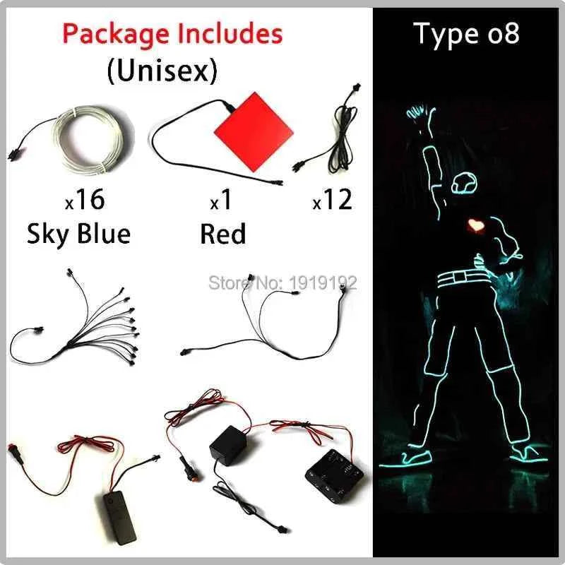 DIY Performance Dance LED Costume Materials Neon Light EL Wire Set Luminous Costumes DIY Materials Dance Talent Show Supplies