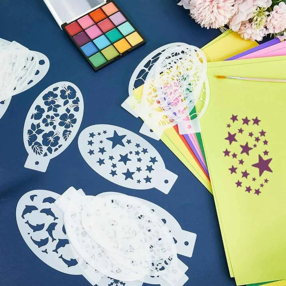 24 Styles Face Paint Stencils Plastic Body Drawing Flower Snowflake Fish Star Tattoo Painting Makeup Temporary Tracing Body