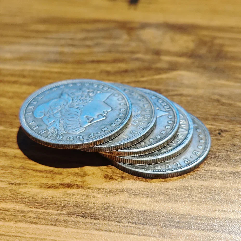 1 Pcs Steel Morgan Dollar (3.8cm Dia) Magic Tricks Can Be Sucked Props Accessorie Used Appearing/Disappearing Coin Magie