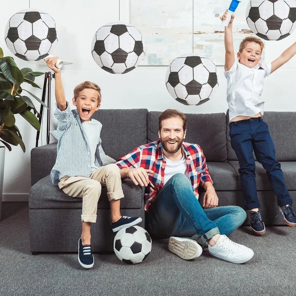 Soccer Party Paper Lanterns ,Iron Frame, Perfect for Sports Themed Birthday Decorations and Table Centerpieces, Halloween Decor - Big Tim's Magic Emporium
