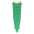 Gold Trim Halter Lace-Up Crop Top & Tiered Tassel Skirt Belly Dance Outfit