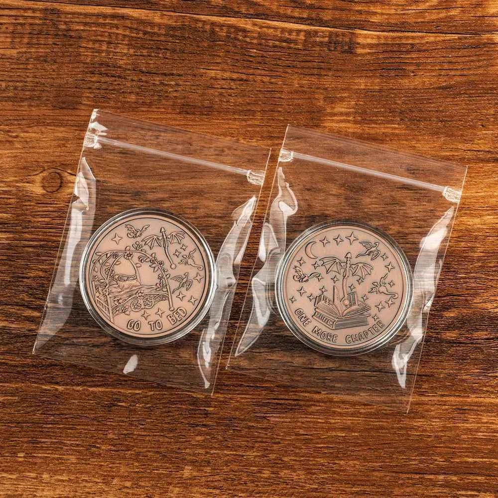 New Red Copper Magic Decision Coin Go To Bed or One More Chapter Creative Souvenir Coins Home Decor
