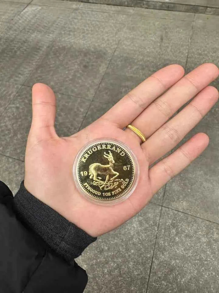 Gold Krugerrand Coin 4cm Wealth Simulator Royal Minted Token Replica For Wealth Gift Home Decorr Coin Collection