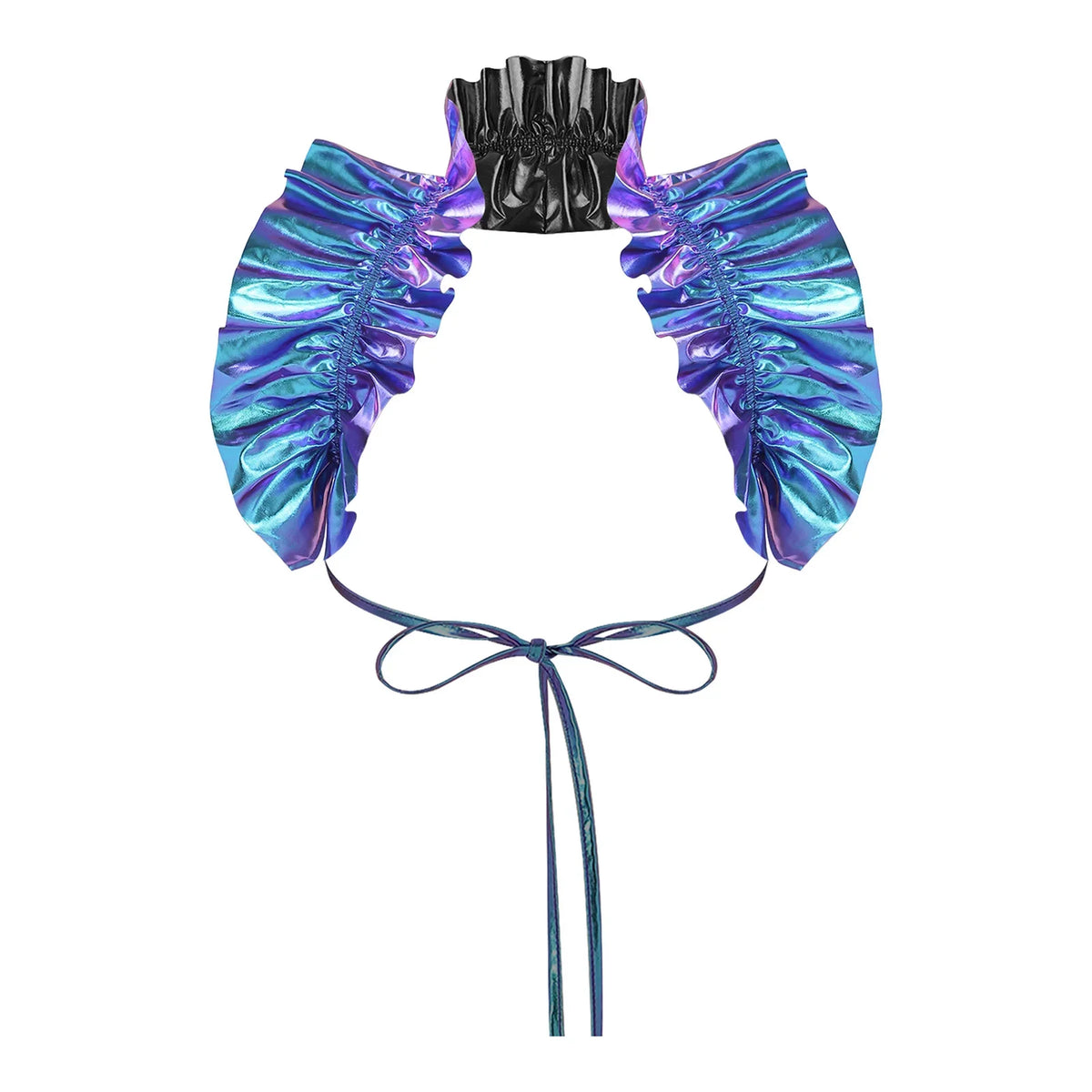 Metallic Ruffled Renaissance Neck Shrug Holographic Victorian Shoulder Capelet