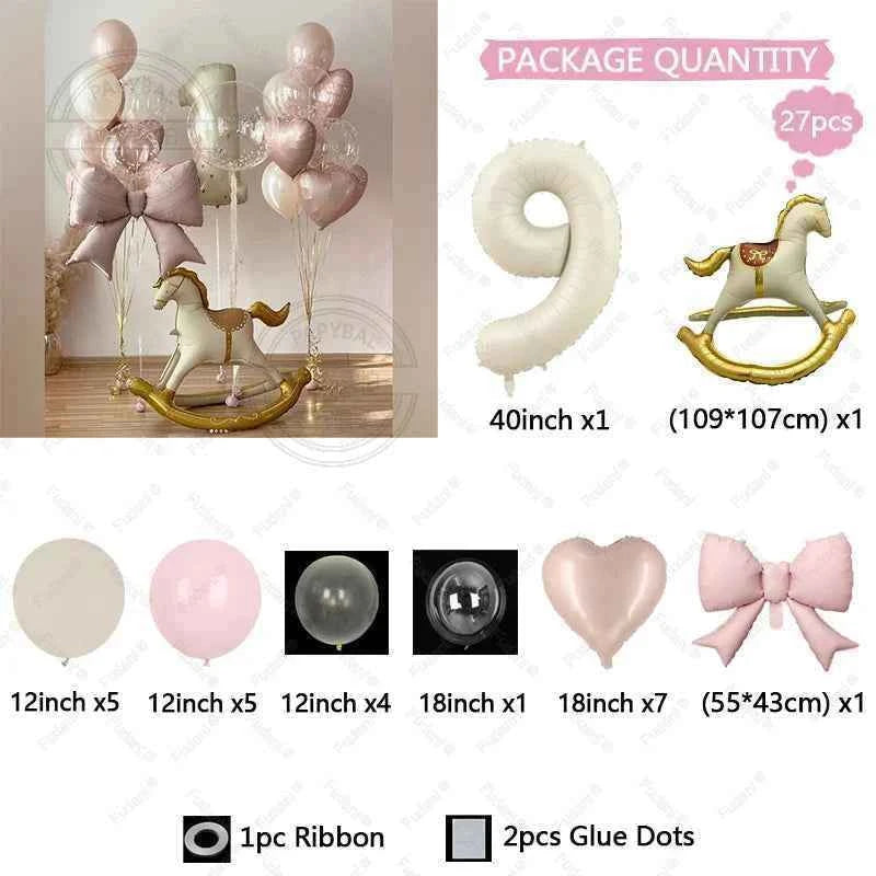 27pcs Large Trojan Deco Balloons with Pink Bows Suitable for Wedding Decoration Birthdays and Pink Themed Parties Decor Supplies