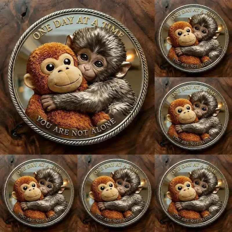1Pcs Mental Health Motivational Challenge Coins Emotional Support Monkey Coin Inspirational Metal Challenge Coin