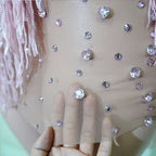 Rhinestone Tassel Fringe Jacket And Dress Costume Set