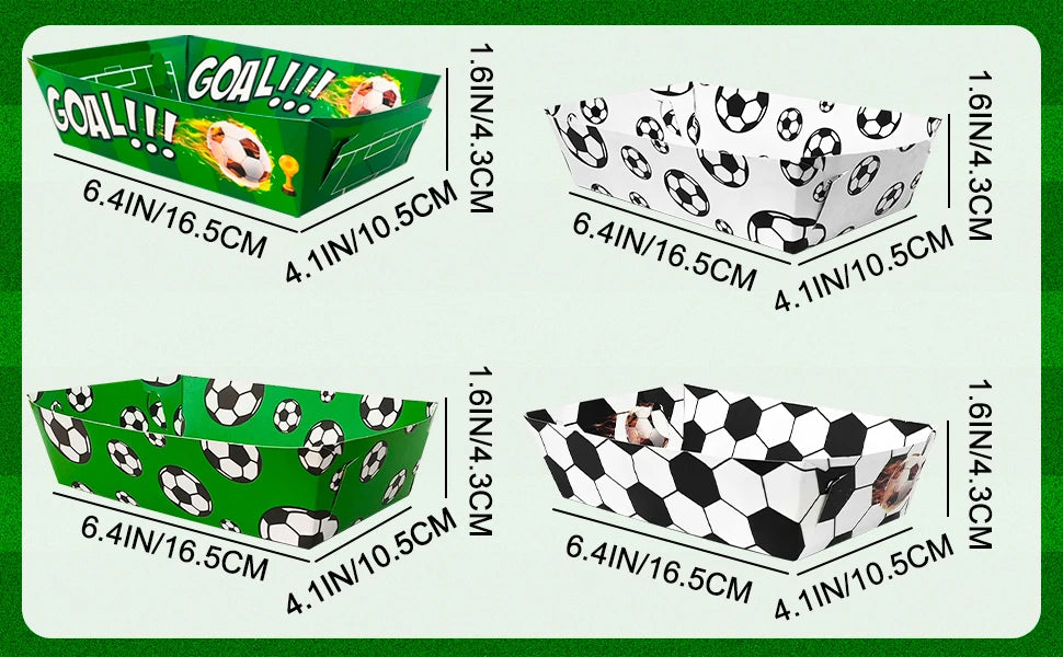 36 Pcs Soccer Party Favors Large Soccer Plates Paper Trays Serving Tray Soccer Party Nachos Food Boats Disposable Soccer Bowls - Big Tim's Magic Emporium