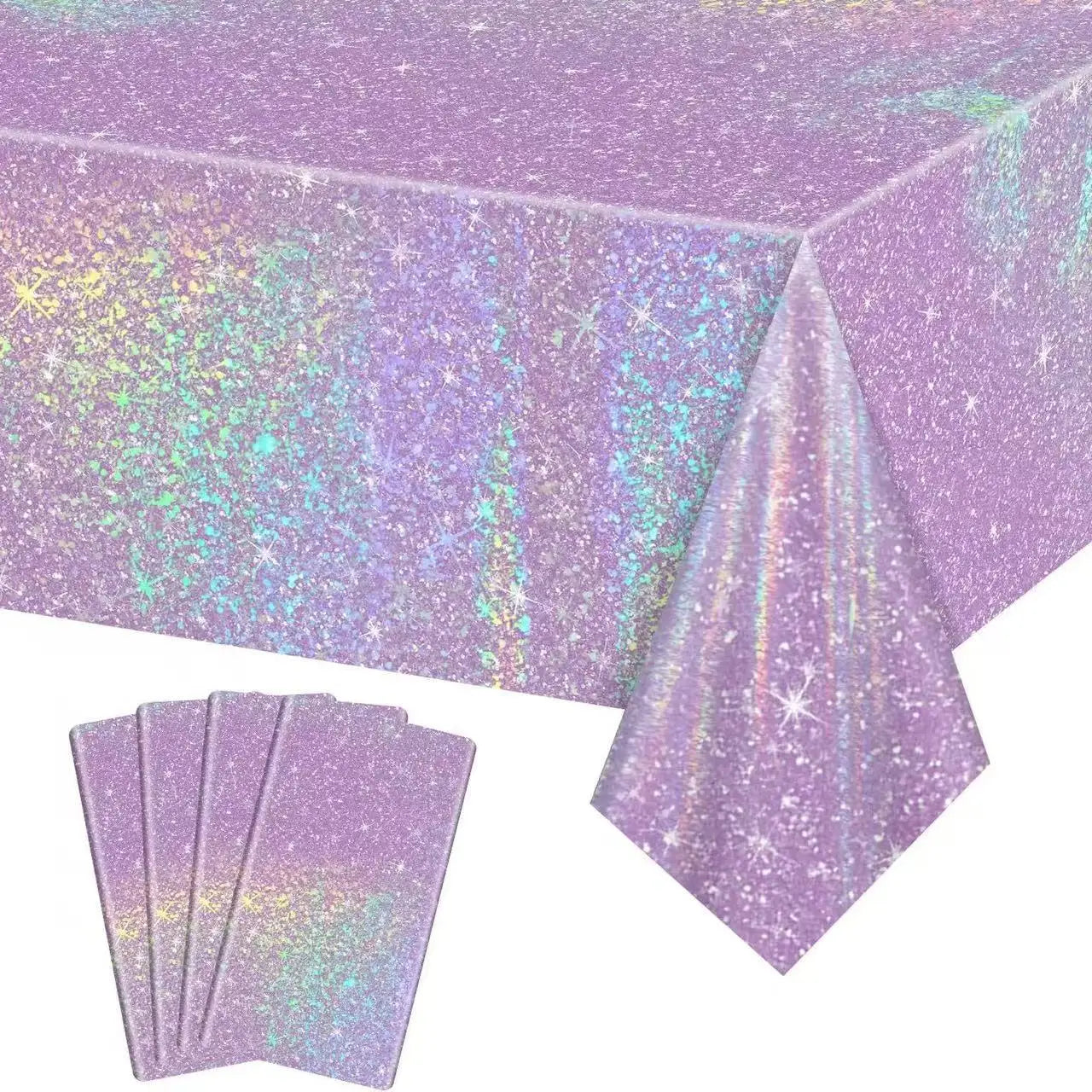 Birthday party Pink laser Disposable tablecloth aluminum rainbow decoration tablecloth for bachelorette party wedding supplies