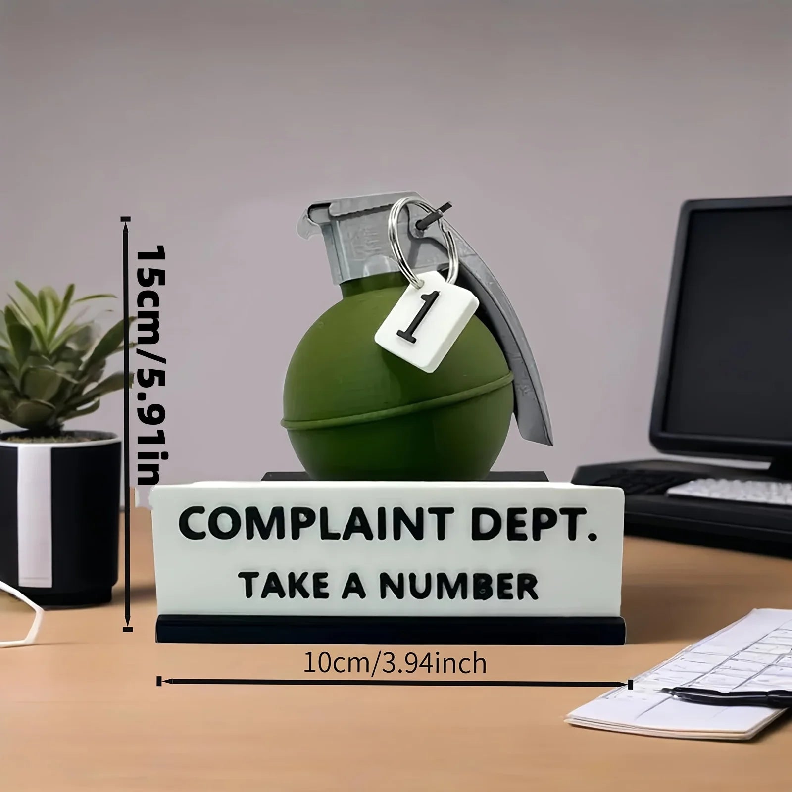 1 Piece with Two Color Options to Choose From, Complaint Department Desk Sign, 3D Printed Prank Gift, Funny Grenade, Complaint Department Desk Sign Decoration, Interesting Office Decoration Ornament, Gift for Colleagues and B