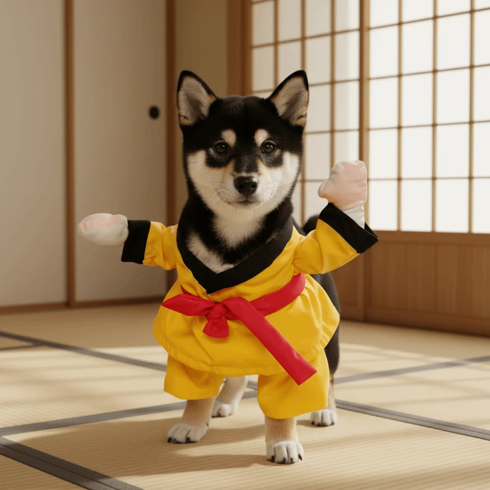Funny Pet Taekwondo Costume Comfortable Breathable Cat Cosplay Costume Uniform Style Pet Transformational Outfit Cosplay Event