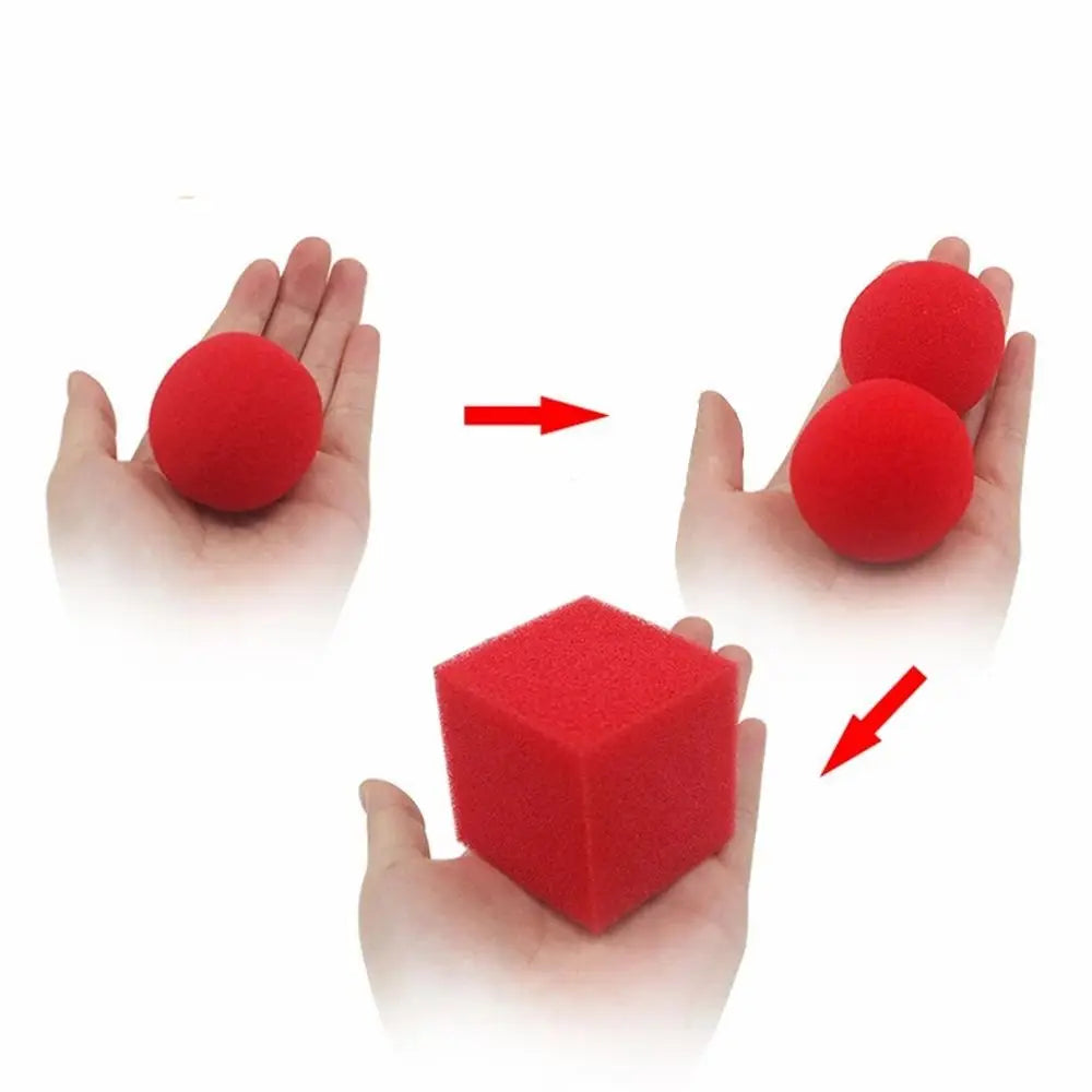 1 Block/Cube 2 Sponge Balls 1set Magic Tricks Props Magic Show Classical Illusion Magic Close Up Street