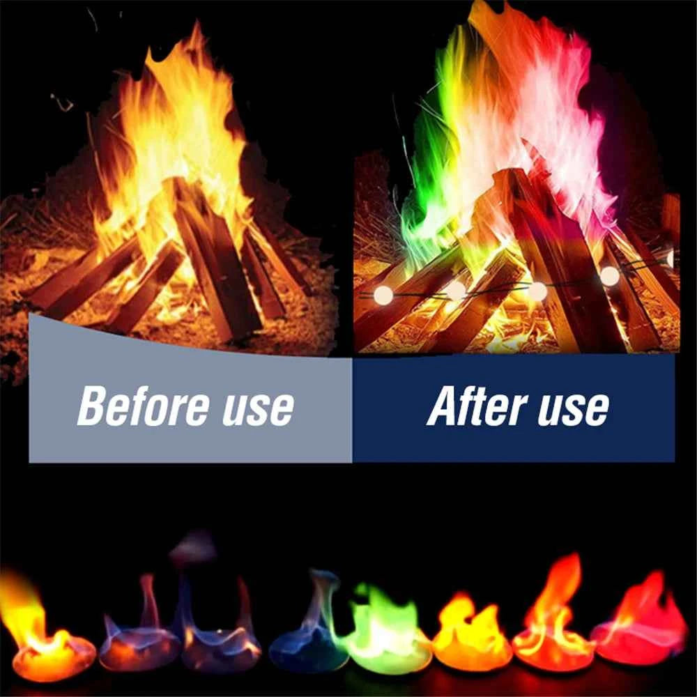 Mystical Fire Magic Tricks Color Flames Powder Bonfire Sachets Fireplace Pit Patio Toy Magician Pyrotechnics Party Glowing Props - Big Tim's Magic Emporium