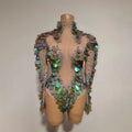 Vintage-Inspired Sequins AB Rhinestones Leotard Costume