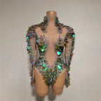 Vintage-Inspired Sequins AB Rhinestones Leotard Costume
