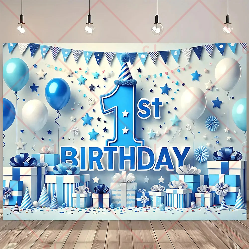 Newborn Baby 1st Birthday Backdrop Pink Blue Balloon Girl Boy Baby Shower Cake Smash Photography Background Decor Photo Studio