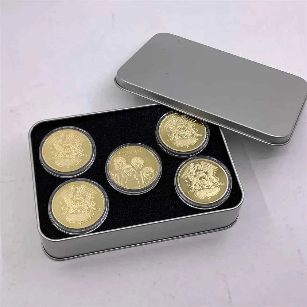 Mixed Designs Queen Gold Coin Popular World Band Commemorative Coin Freddie Mercury Challenge Collectibles Home Decor Gift