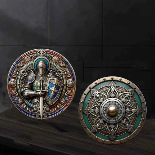 1pc Medieval Knights Templar Commemorative Coin Sacred Shield & Valor Symbol Challenge Coin Token Collector's Medallion Gifts