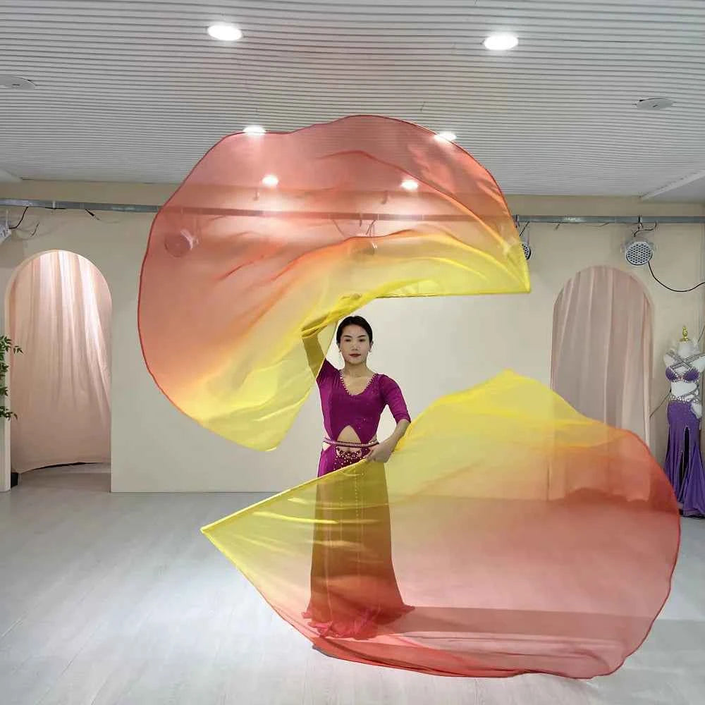 Belly Dance Props 1.9*1.4 Semi-Round Flags Colored Scarves Multi-Color With Telescopic Sticks Stage Performance Accessories New