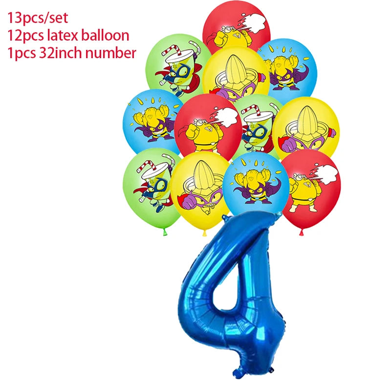 Superzings Birthday Party Decoration Balloon Banner Cake Topper SuperthingsTableware Birthday Party Supplies Baby Shower